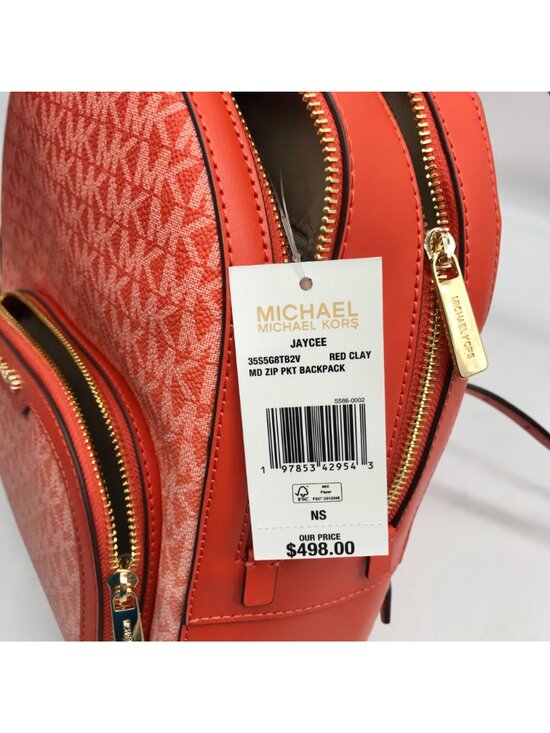 Michael Kors Red Clay Jaycee Zip Pocket Backpack Bag main image 11